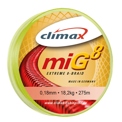 Climax Platinum miG8 fluo-gelb 8fach geflochtene Schnur